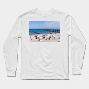 Beach and pier, Ostseebad Kuhlungsborn, Mecklenburg-West Pomerania, Germany, Europe Long Sleeve T-Shirt